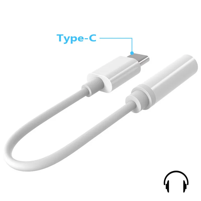 

USB Type-C Adapter Type C to 3.5mm Jack Headphone Audio Cable P20 Pro USB-C TypeC 3.5 AUX Earphone Play Music Converter (L1126)
