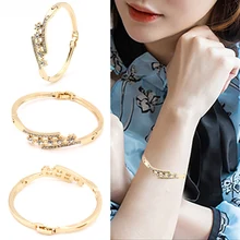 New Women Popular Elegant Golden Alloy Crystal Rhinestone Cuff Bangle Bracelet Jewelry Gift New Women Popular Elegant Golden Alloy Crystal Rhinestone Cuff Bangle Bracelet Jewelry Gift