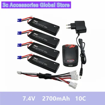 

Hubsan H501S lipo battery 7.4V 2700mAh 10C 4pcs Batteies with cable for charger Hubsan H501C rc Quadcopter Airplane drone Spare