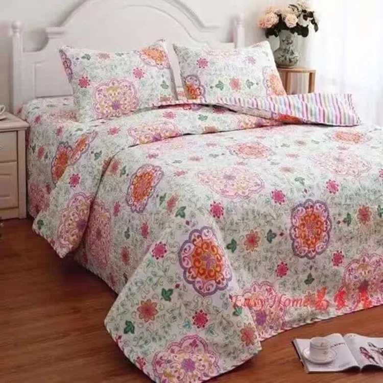 3 шт. цветочные ручной работы лоскутное стеганое одеяло полный размер королева Кондиционер кровать крышка