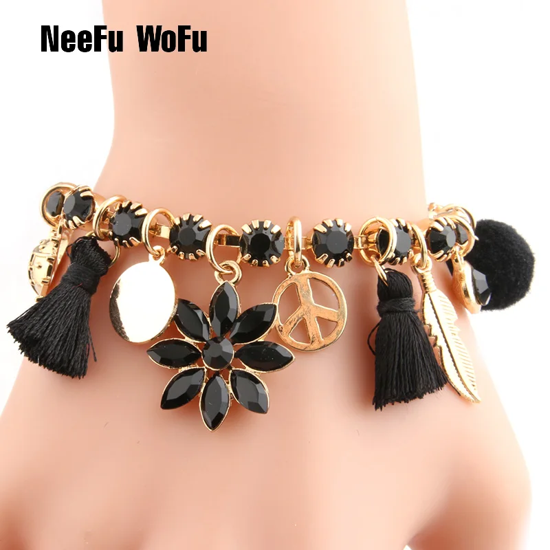 Браслеты с кристаллами NeeFuWoFu, стразы, браслеты, браслеты в богемном стиле, веревка, цепочка, Estrela de Cinco Pontas Bracelet Perles