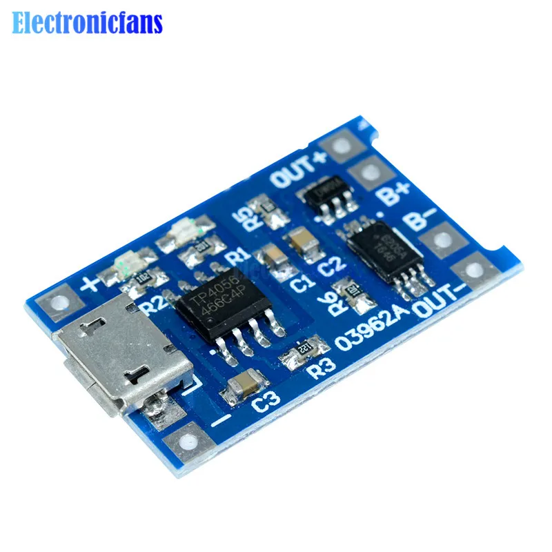Сменный источник питания TP4056 Micro USB 5 в 1 а 18650 с двумя функциями светодиодного