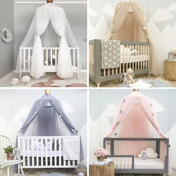 

Newly Hot Fashion Cotton Bed Canopy Mosquito Net Round Bed Mosquito Hanging Curtain Hammock Baby Dossel 8 1218
