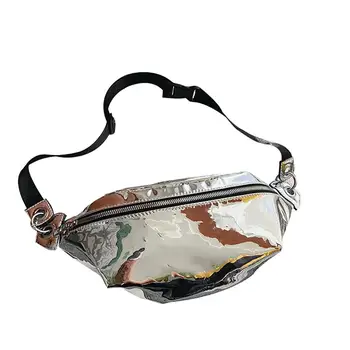 

Women Fashion Glossy Crossbody Chest Waist Bag Faux Leather Zipper Fanny Pack