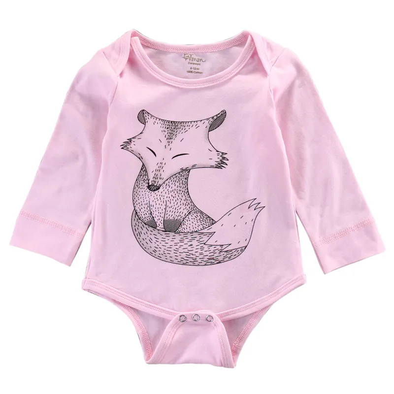 New Arrival Summer Autumn Infants Baby Clothing Girls Boys Fox Pink Bodysuit font b Jumpsuits b