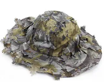 3D outdoor Geely clothing full face mask hood headgear Camo leaves caps fishing camouflage hunting hat headwear masks - Цвет: N