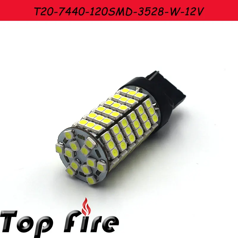 

2pcs LED Car Auto T20 7440 7443 w21w w21/5w 120smd 4014 6000k Tail Stop Brake Turn Signal Lights Parking Lamp Bulb 12V 24V
