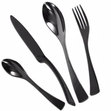 Edelstahl Besteck Steak Gabel Messer Steak Geschirr Set 4 Stück Anzug Schwarz Westlichen Geschirr Set Tropfenverschiffen