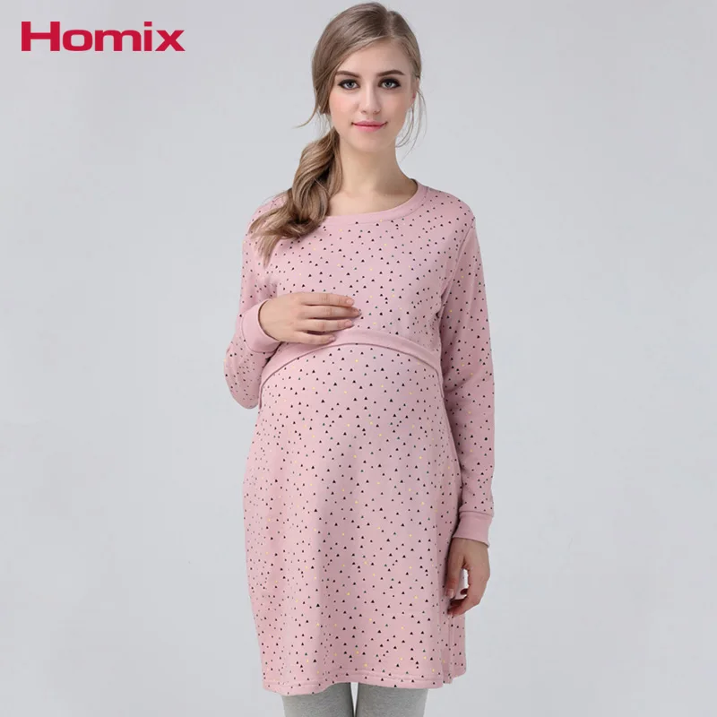 

Woman Nursing Breastfeeding Dress Long Sweratshirts Tops Pregnancy Clothes Maternity Clothing