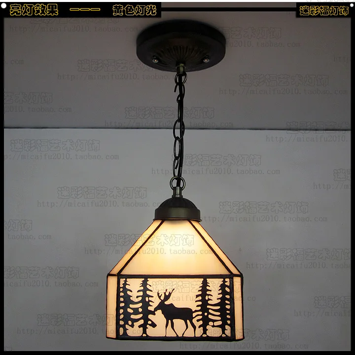 American Village Stained Glass Suspended Luminaire 110-240v Chain Pendant Light Restaurant Bar Corridor Bedroom Decorative | Лампы и