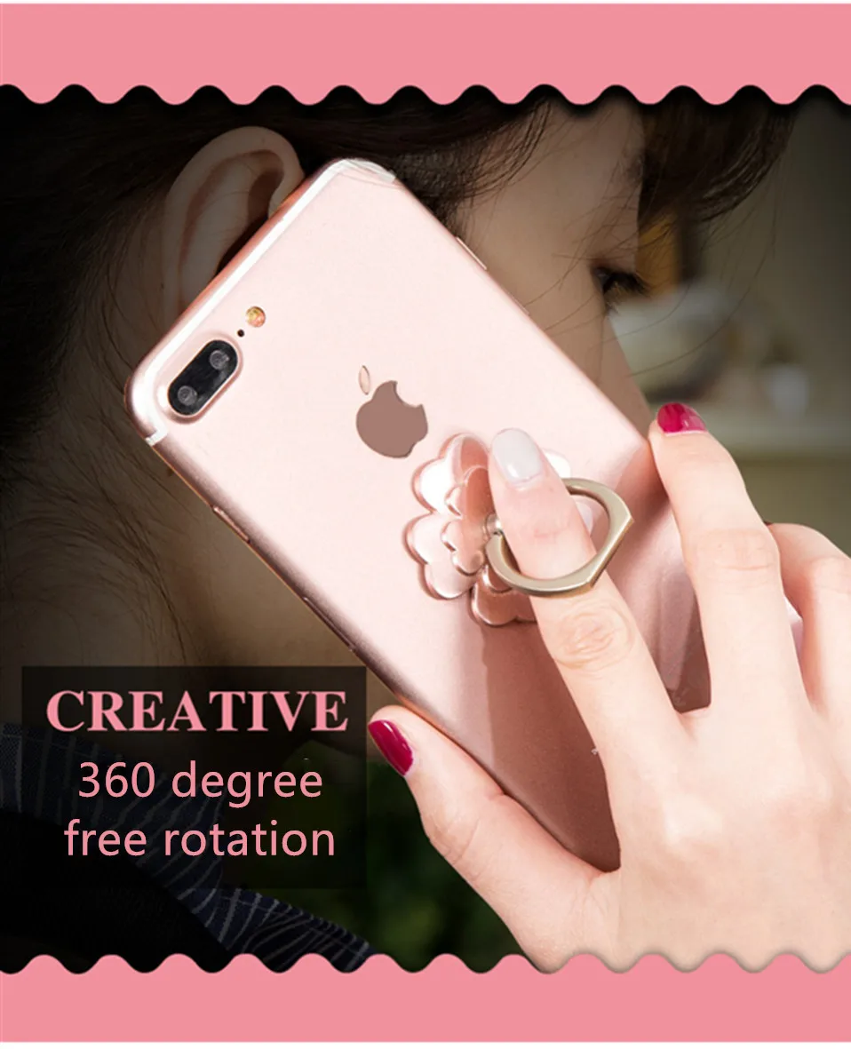 Милый цветок розовый Кот свинья палец кольцо держатель для iPhone 7 8 Plus телефон подставка для iPhone X XS XR XS Max 6 6S металлическая подставка держатель