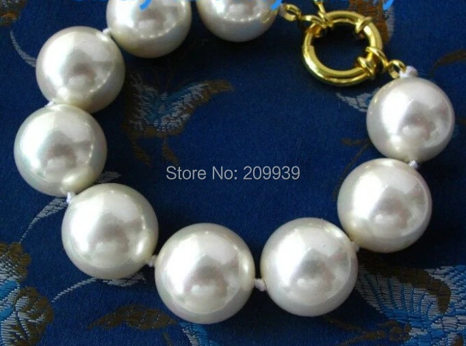 

huij 00513 ROUND Cream White South Sea Shell Pearl Bracelet 8