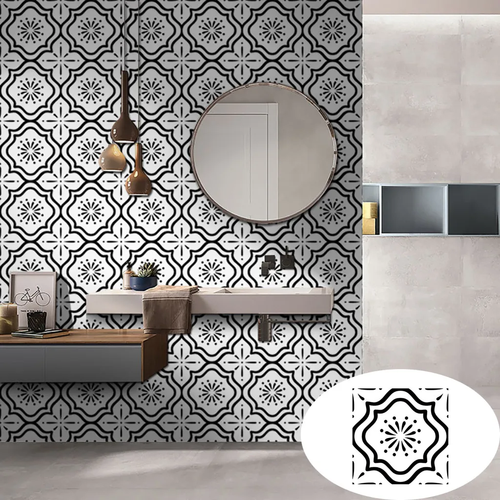 

Mosaic Tile Sticker Bathroom Wall Tile Stickers Decor Waterproof Decorative Moroccan Tiles PVC Tile Stickers Retro Wall Art#P6