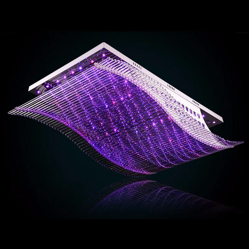Modern Rectangle Crystal Chandeliers Lights Led Color Change