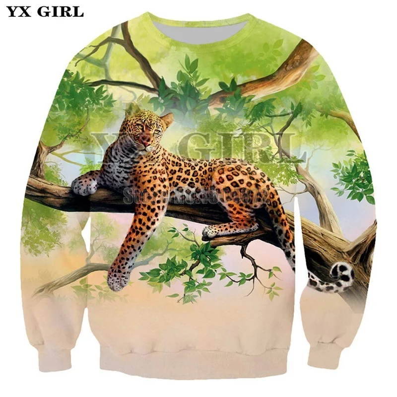 

YX Girl Dropshipping Autumn Tracksuit Animal Leopard 3D Printed Sweatshirt Men Women Long Sleeve Pullover Casual Clothing Tops