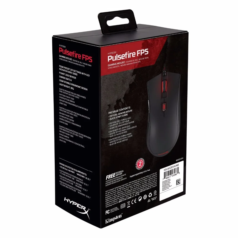 Kingston Gaming Maus HyperX Pulsefire FPS Mouse Gamer 400 800 1600 3200 DPI Ergonomic Professional gaming-mouse for PC Gamer (7)
