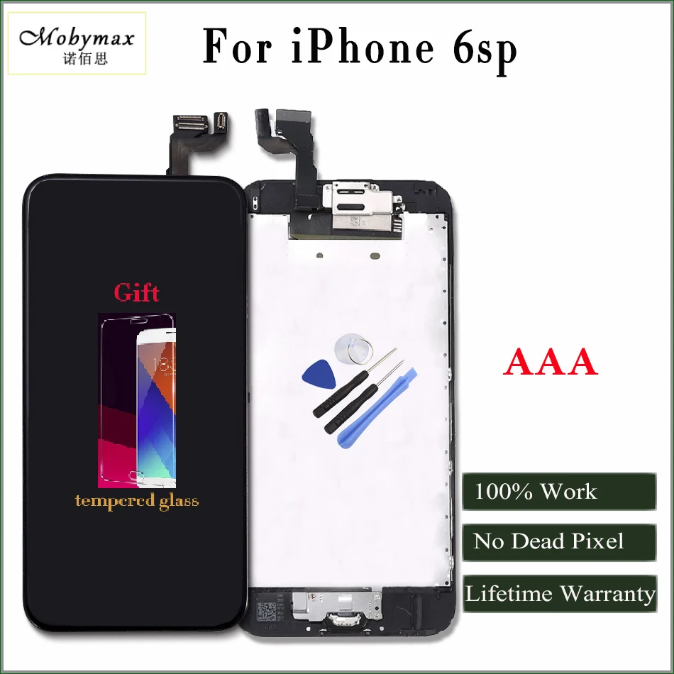 Moybmax 100 Factory Tested Lcd Screen Digitizer For Iphone 6sp Full Assembly Home Button Front Camera