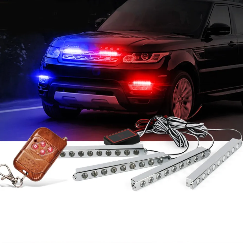 

4pcs 6LED Warning Light Grille Flashing Light Auto Strobe Light for Fog Rainy Weather Emergency Light