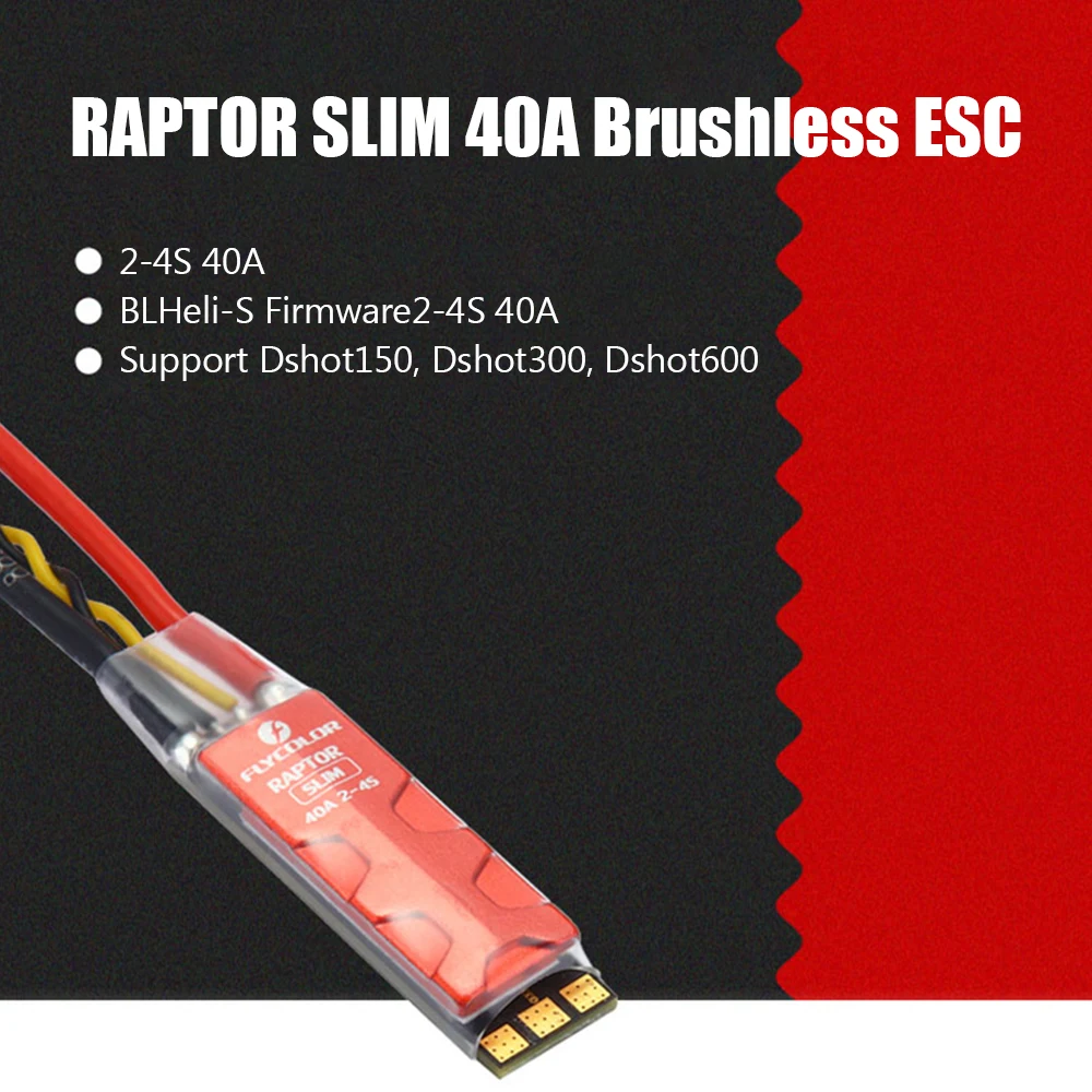 

Flycolor Raptor Slim 40A 2-4S BLHeli-S ESC 3 in 1 driver IC Dshot600 35*10*7mm Mini size cooling fin 10mm Arm Racing Drone RC