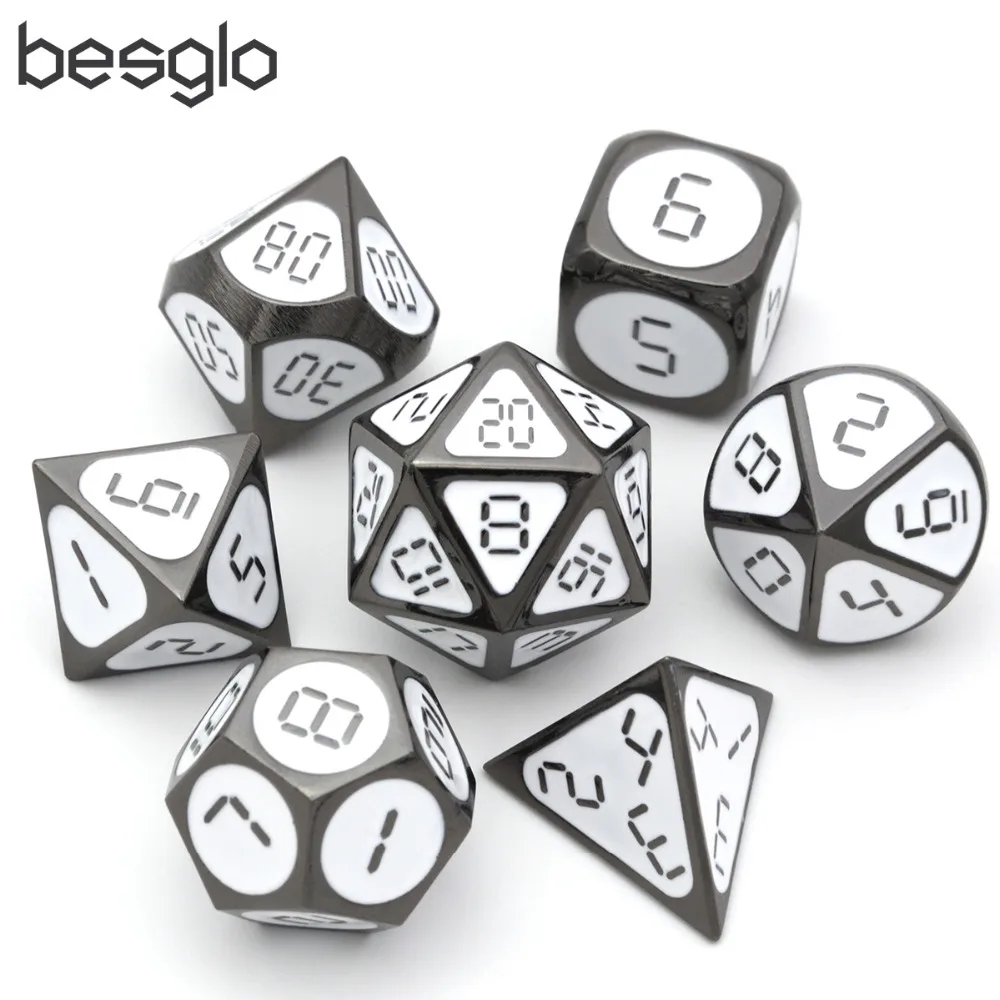 

Dungeons and Dragons Enamel Metal Dice Set with Black Drawstring Pouch for RPG MTG and Other Board Games