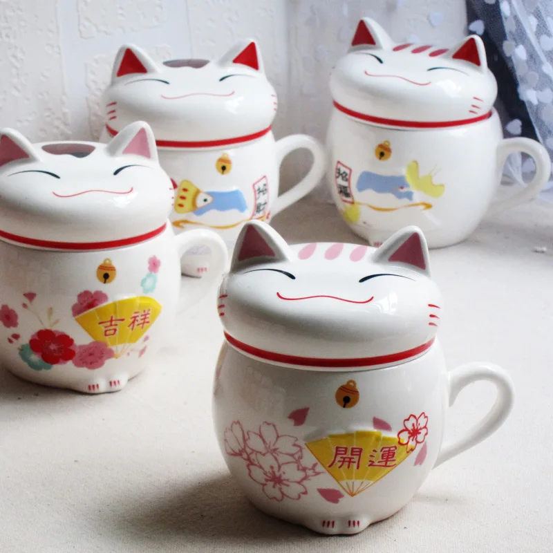 Lucky cats животные керамические кофейные чашки чая, прекрасный Maneki Neko чашки, креативный подарок чашка для воды
