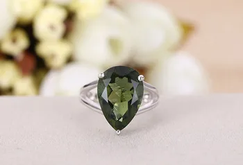

Genuine Natural Green Moldavite 925 Silver Plated Style One Adjustable Ring US Size For Woman and Man
