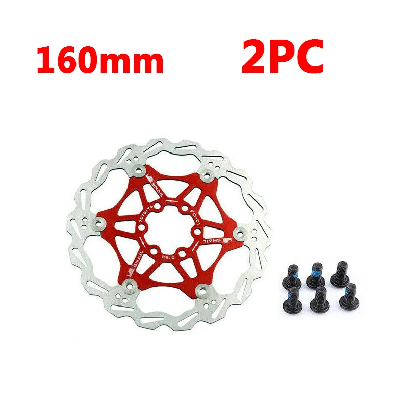 Red-160mm Snali горный велосипед тормоза дисковые PRS MTB алюминиевые велосипедные дисковые Тормозные колодки 160 мм 180 мм 203 мм 6 болтов аксессуары для велосипедов ротор - Цвет: Red-160mm