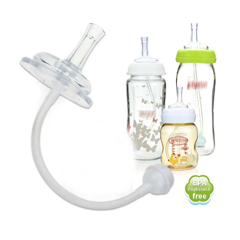 2Set Wide Bottle Straw Liquid Silicone Sippy Drink Cup Accessories Baby Milk Bottle Change Sippy Cup 5cm Diameter