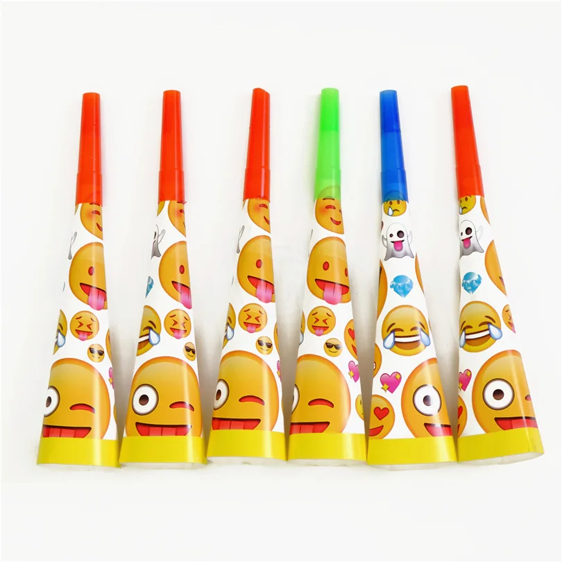 6pc/set Cartoon Emoji Horn Party Noise Maker/whistle Favor Birthday