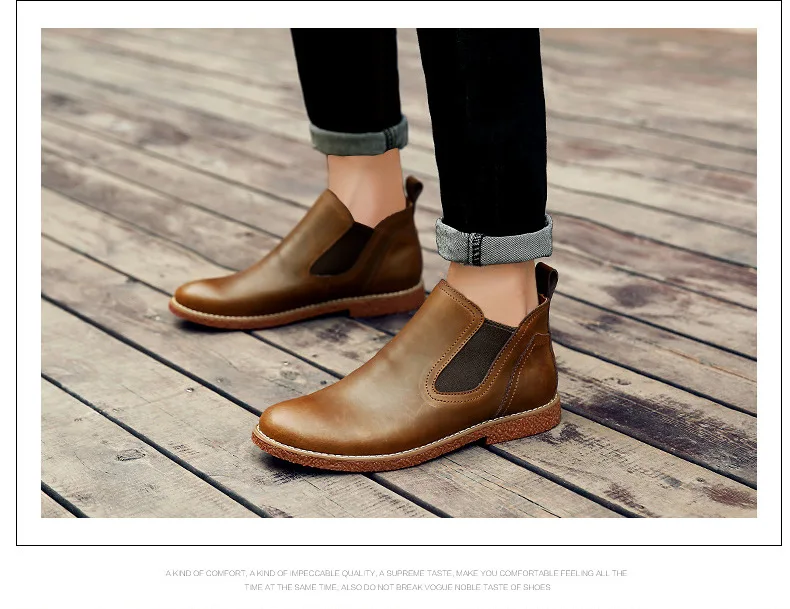 NPEZKGC/Новое поступление; Мужская обувь «Челси»; короткие ботинки из натуральной кожи; мужские ботинки «Bullock» в стиле ретро;