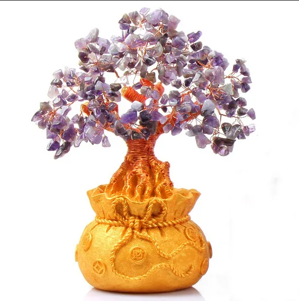 New Year gift amethyst quartz Crystal Lucky tree Money Tree holiday