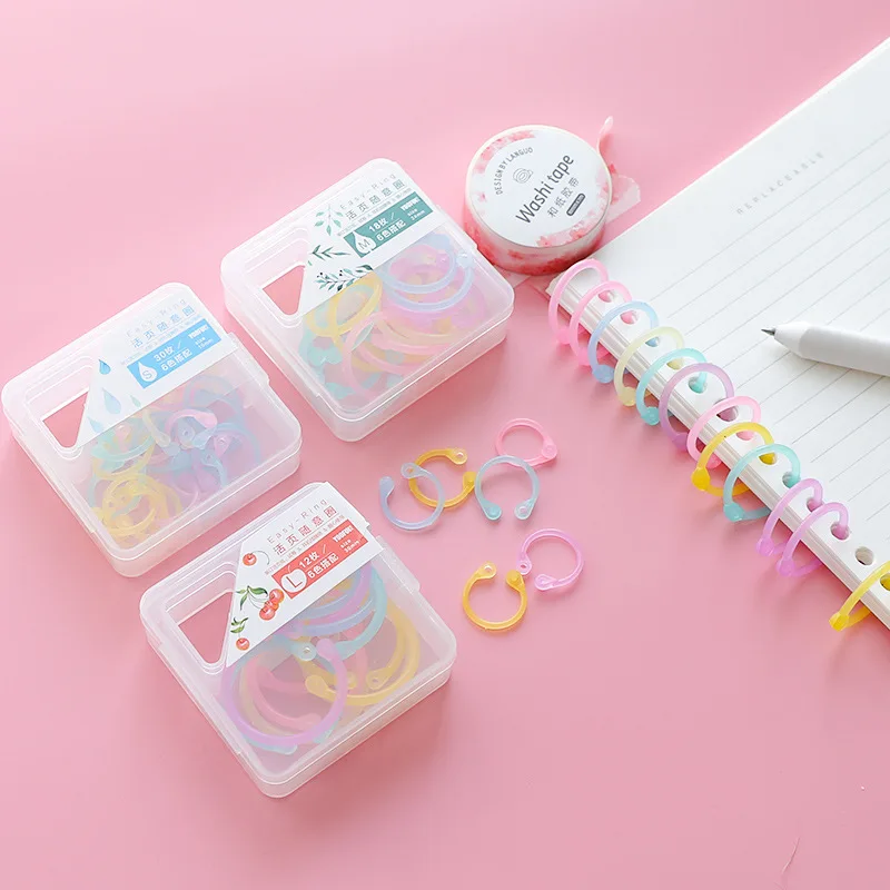 

Coloffice Candy Color Plastic Multi-Function Paper Clip Random Circle Document Information Card Binder Transparent Loose Ring