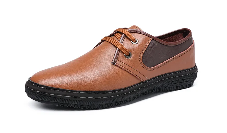 2018 новый летний Мужские кожаные туфли дышащая Для мужчин повседневная обувь Кожа Бизнес обувь на плоской подошве для Для мужчин Low Lace-up