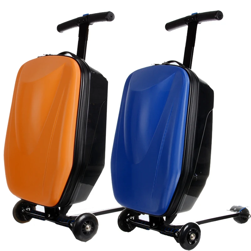 New design cool scooter luggage bag suitcase with wheels skateboard carry ons luggage travel trolley case man women luggage
