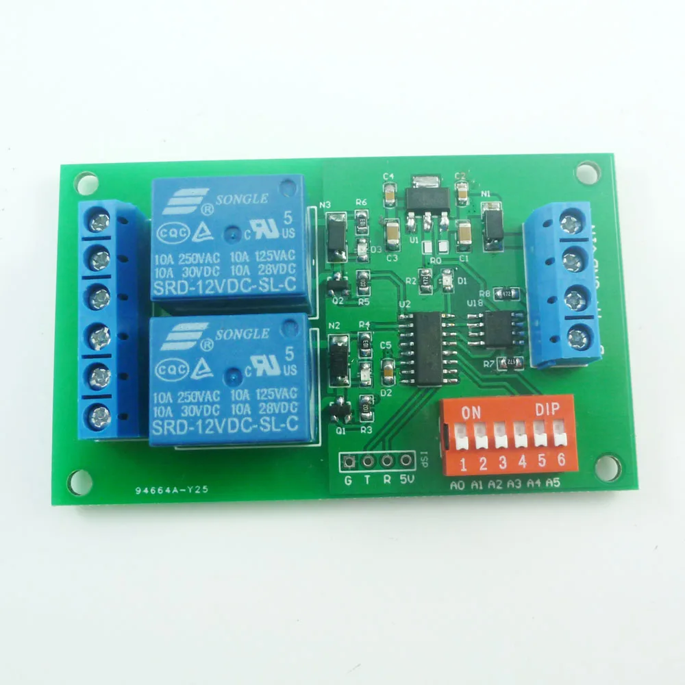 Релейная плата RS485 UART постоянного тока 12 В 2 канала модуль переключения