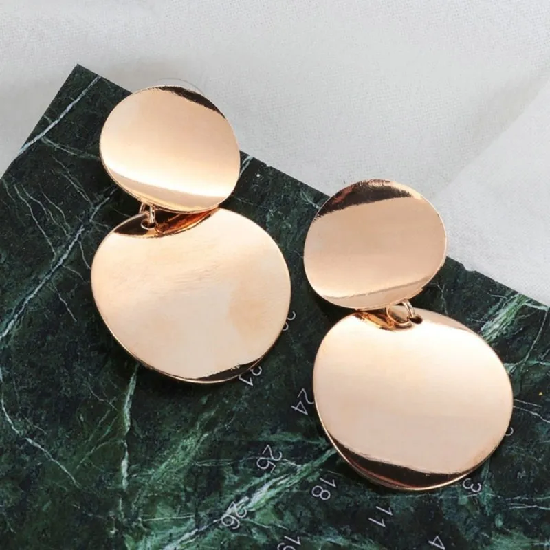 Япония, винтажные золотые серьги-гвоздики для женщин, новые модные серьги, Необычные массивные круглые металлические геометрические подвески, ювелирные изделия - Окраска металла: gold