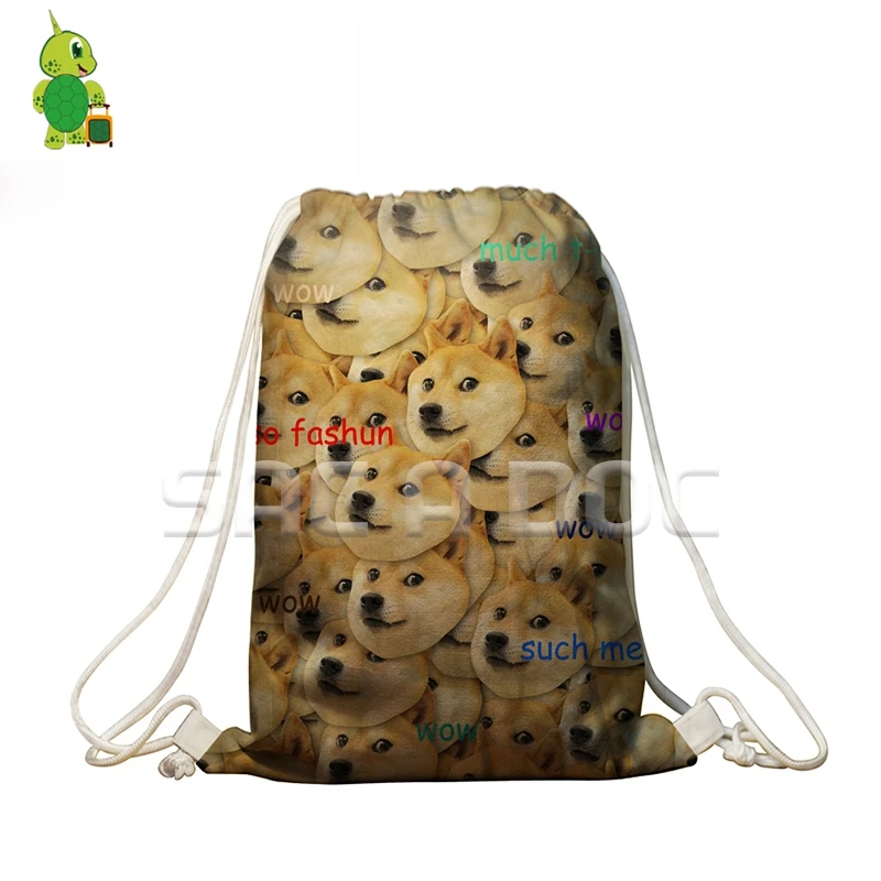 Модные дож Emoji лицо наложения drawstring сумка Для женщин Для мужчин softback путешествия рюкзак для мальчиков и девочек Детские Школьные мешки для