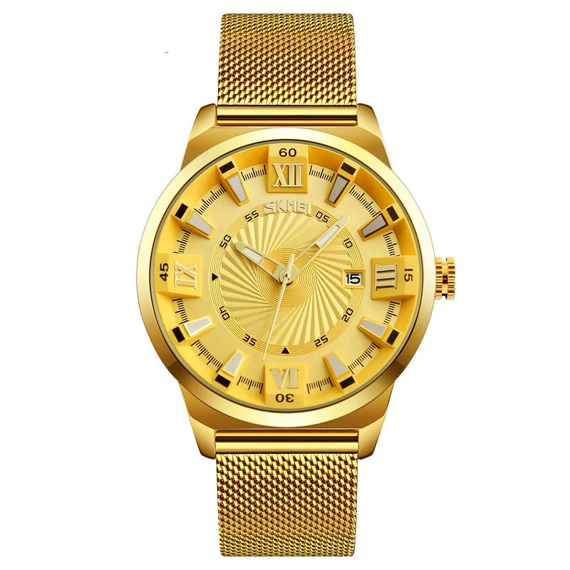 

Fashion men's net belt brand quartz watch luxury stainless steel waterproof trend self-cultivation chronograph date sports watch