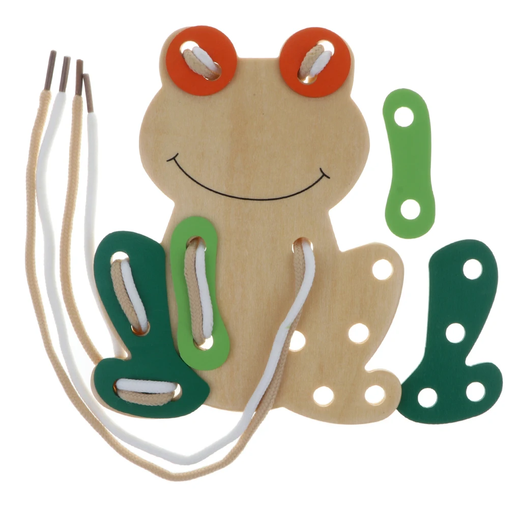 Baby Boys Girls Wooden Threading Board Kids Lacing Toy Early Educational Activity Laces Game Car Kindergarten Montessori Toy