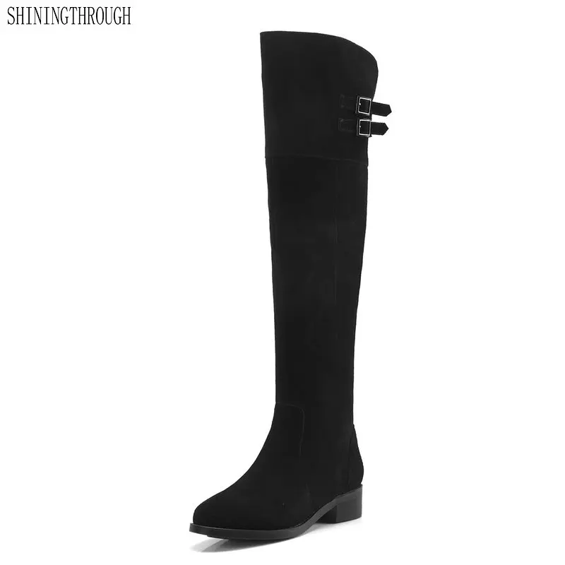 

Women low Heels over the knee high Boots Black brown suede leather Night Club Party Shoes Woman Tight High Boots Shoes woman
