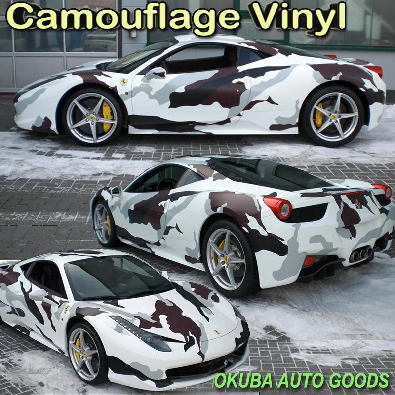 Black White Snow Arctic Camo Vinyl Camouflage Vinyl Film Car Wrapping