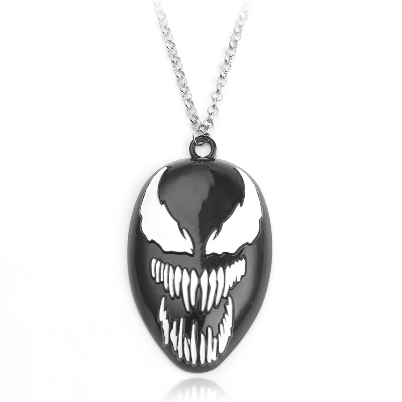 

Marvel Superhero Dark Spider-Man Pendant Necklace Edward Eddie Brock Venom Metal Link Chain Charm Accessories Movie Jewelry