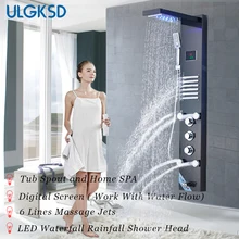 ULGKSD смеситель для ванной комнаты из нержавеющей стали с дождевым водопадом, душевая панельная башня, массажная система с струями, смеситель