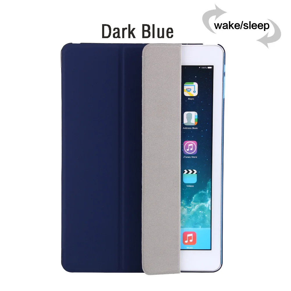 Ультратонкий Магнитный чехол для нового iPad 9,7 дюйма Air/Air 1 2 из искусственной кожи, чехол с функцией автоматического сна/пробуждения+ пленка - Цвет: Dark Blue