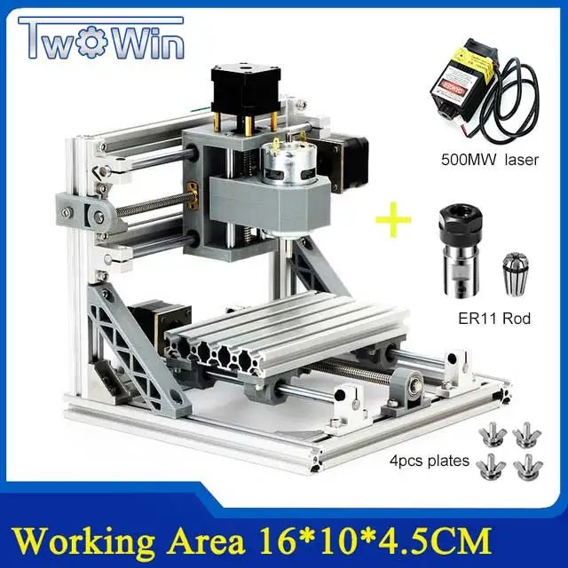 CNC 1610 GRBL управления Diy Мини станок с ЧПУ, рабочая зона 16x10x4,5 см, 3 оси Pcb фрезерный станок, древесины маршрутизатор, ЧПУ маршрутизатор, v2.4 - Цвет: 500mw laser