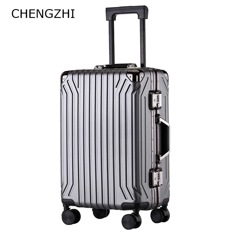 CHENGZHI 20 "24" дюймов Роскошная алюминиевая рама Дорожный чемодан на колесиках бизнес ABS + PC прокатный багаж на колесах
