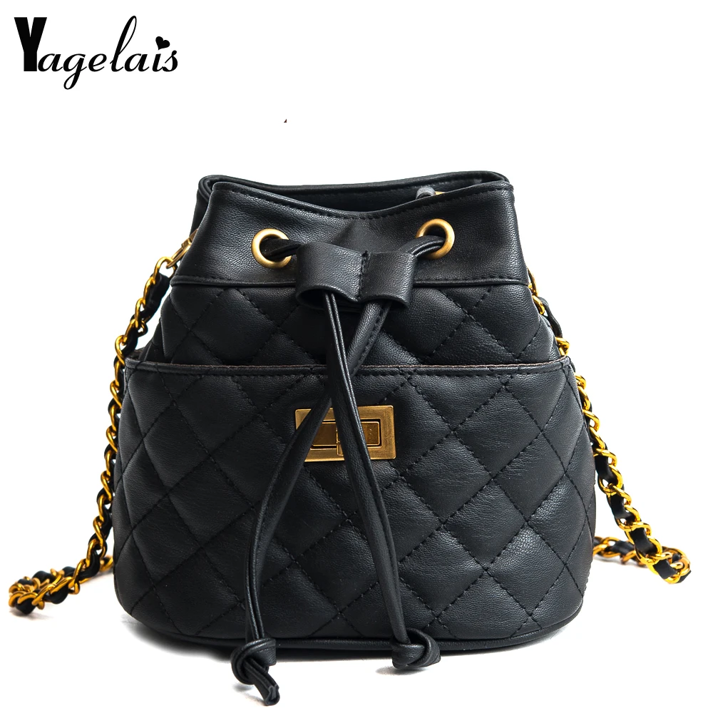 

2019 New Shoulder Bag Messenger Bag Fashion Chain Bucket Bag PU Leather Crossbody Bags Soft Fashion Womens Small Handbags