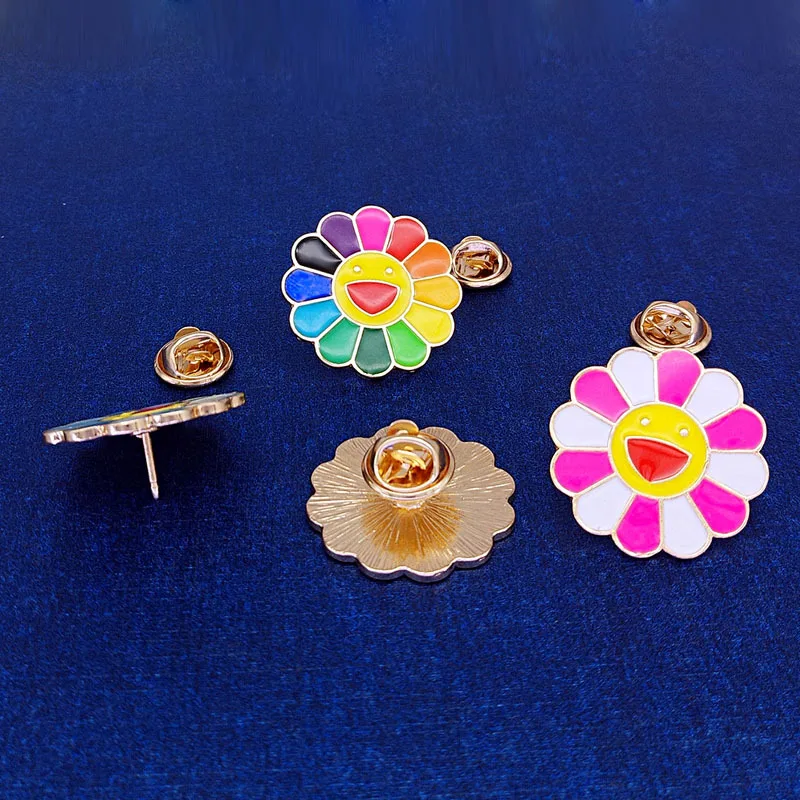 TAFREE японский Мураками Такаши семь цветов Подсолнух капает масло брошь металлическое лицо нагрудные булавки мультфильм значок ювелирные изделия для детей