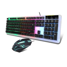Клавиатура 104 ключ клавиатура мышь комплект компьютер usb-клавиатура светодиодный с подсветкой
