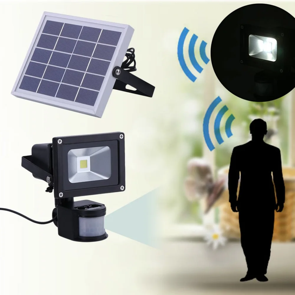 

10W Waterproof LED Solar Powered Motion Sensor Flood Light Security Outdoor Lighting Garden Reflector Lamp Ship From Germany